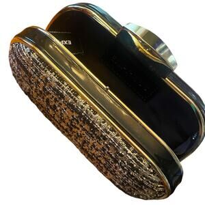 NWT Express Clutch Handbag Women Evening Prom Formal Long Oblong Snap Silver